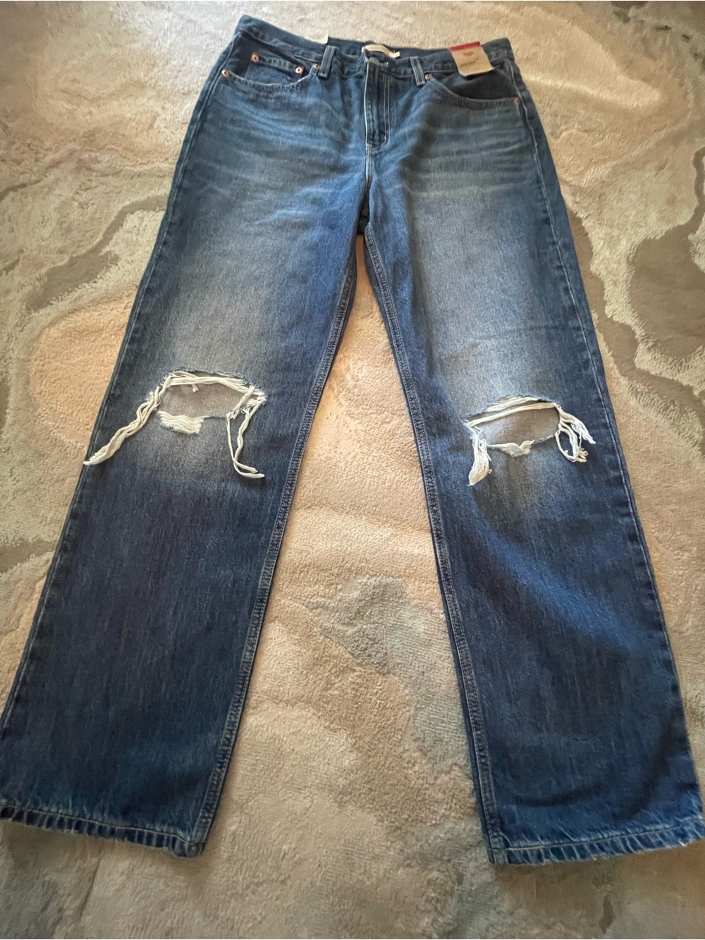 Levi’s - Low Pro Straight Womens Distressed Blue Denim Jeans